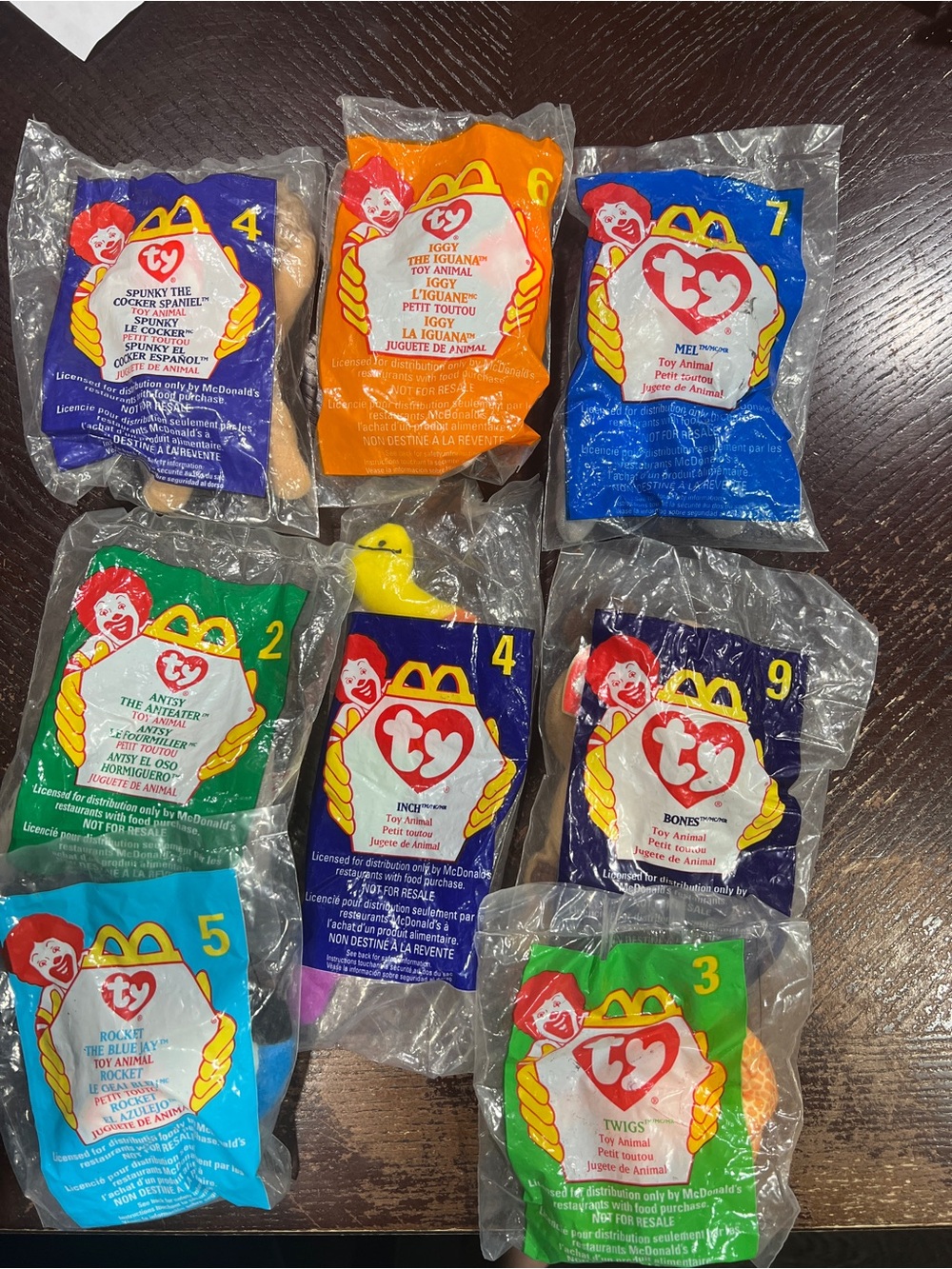 Vintage TY Teenie Beanie Babies Lot of 9 New in package McDonalds Happy Meal